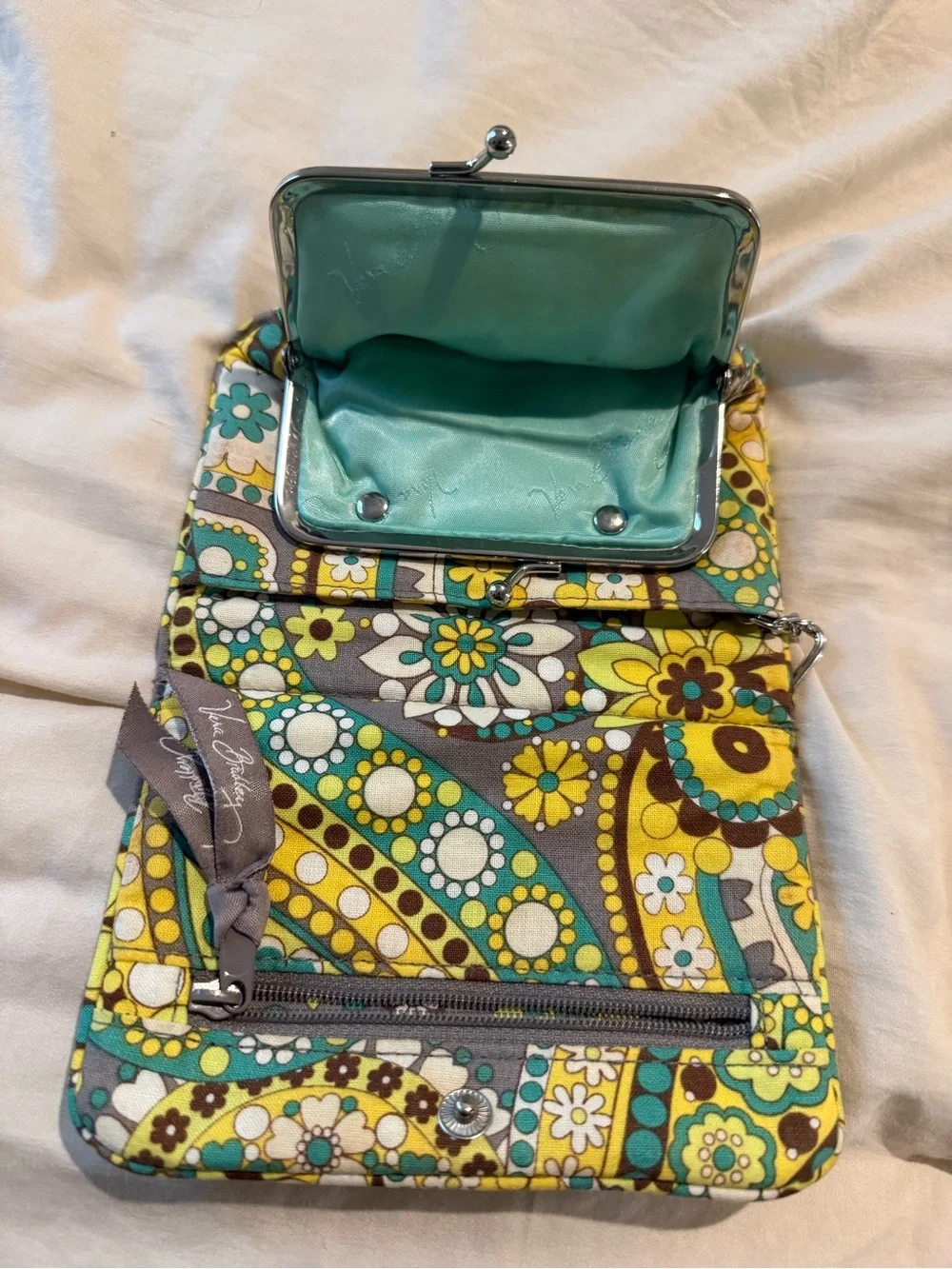 Vera Bradley Lemon Parfait Kisslock Wallet Coin Purse